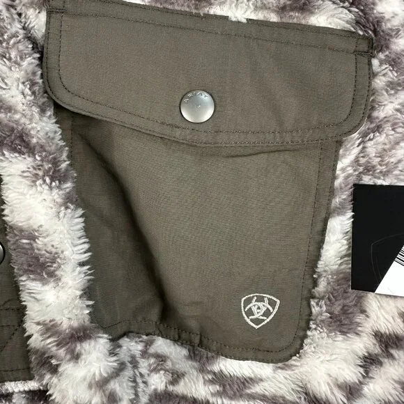 Ariat™‎ Men's Polar Bear Fleece Hoodie Pullover, Size XL, Jetty Gray Geo Map